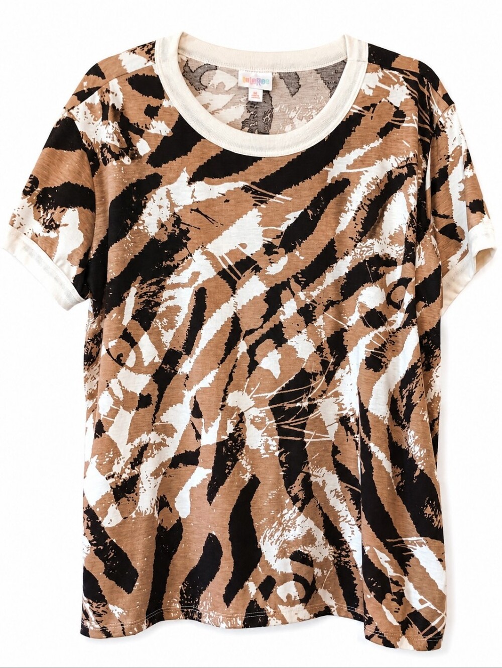 Lularoe Tan Brown Animal Print Short Sleeve Tee Liv Size 3XL